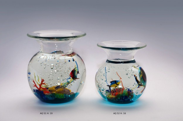 Produzione acquario artigianale veneziano AQ51 lavorazione vetro di Murano originale