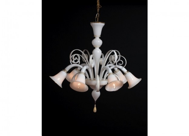 Produzione lampadario artigianale veneziano CLARO lavorazione vetro di Murano originale
