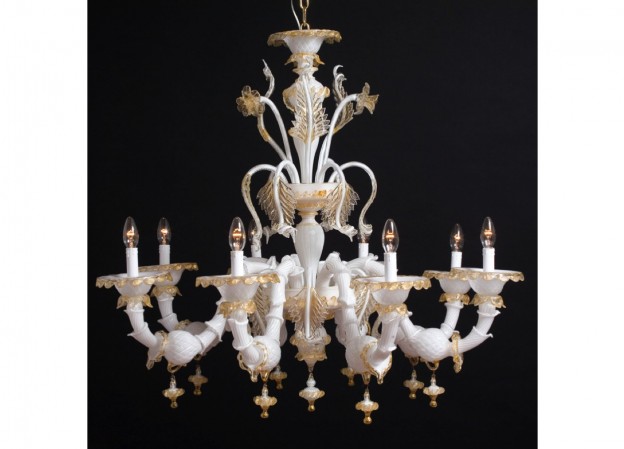 Produzione lampadario artigianale veneziano RAFFINATO lavorazione vetro di Murano originale