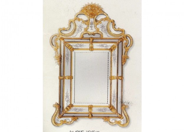 Produzione specchio artigianale veneziano SP424 lavorazione vetro di Murano originale