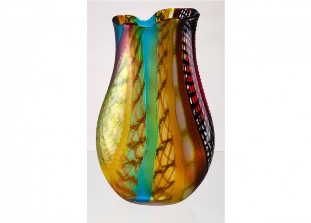 Produzione vaso molato battuto veneziano CR1435 lavorazione vetro di Murano originale