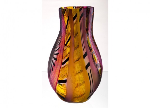 Produzione vaso molato battuto veneziano CR1473 lavorazione vetro di Murano originale